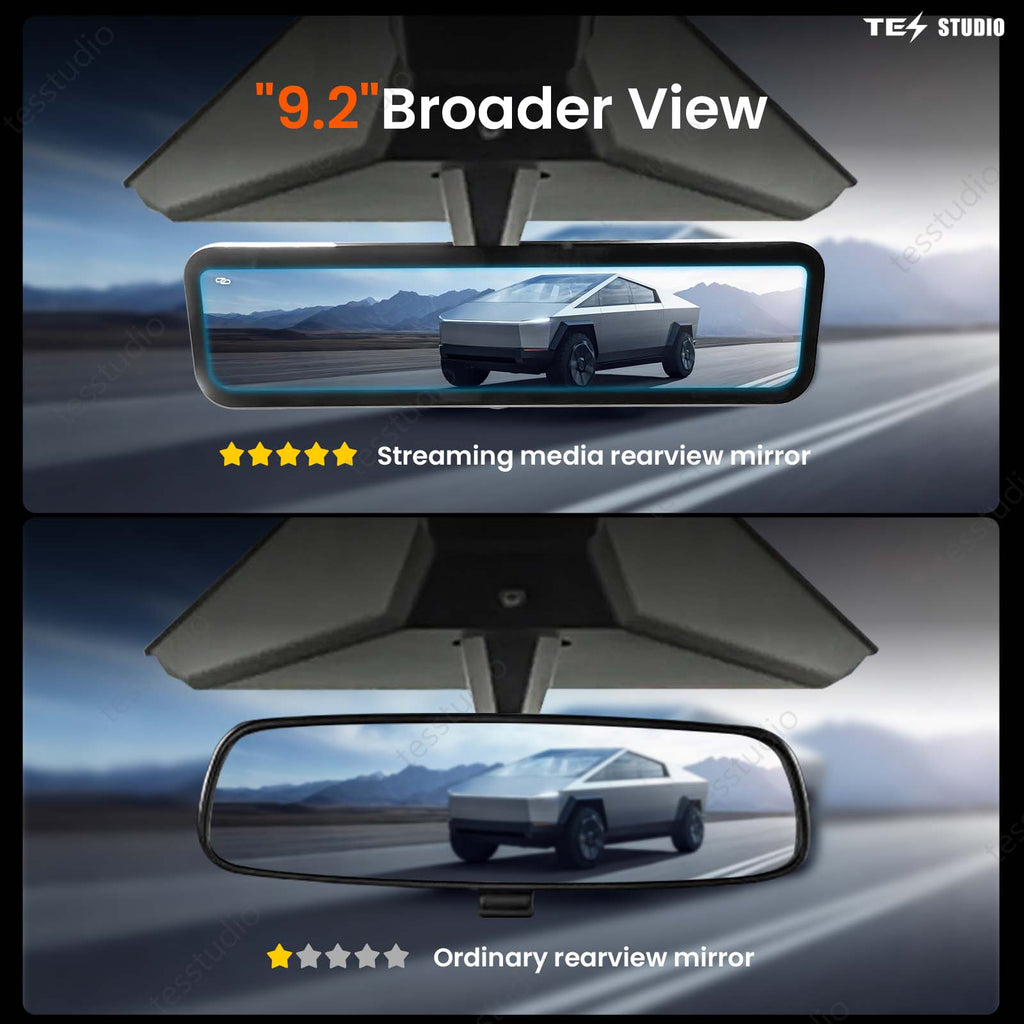 Cybertruck S92 Streaming Rearview Mirror Recorder 1080P HD DVR Dual Way Video Optical  Fiber Transmission Signal Tesstudio?