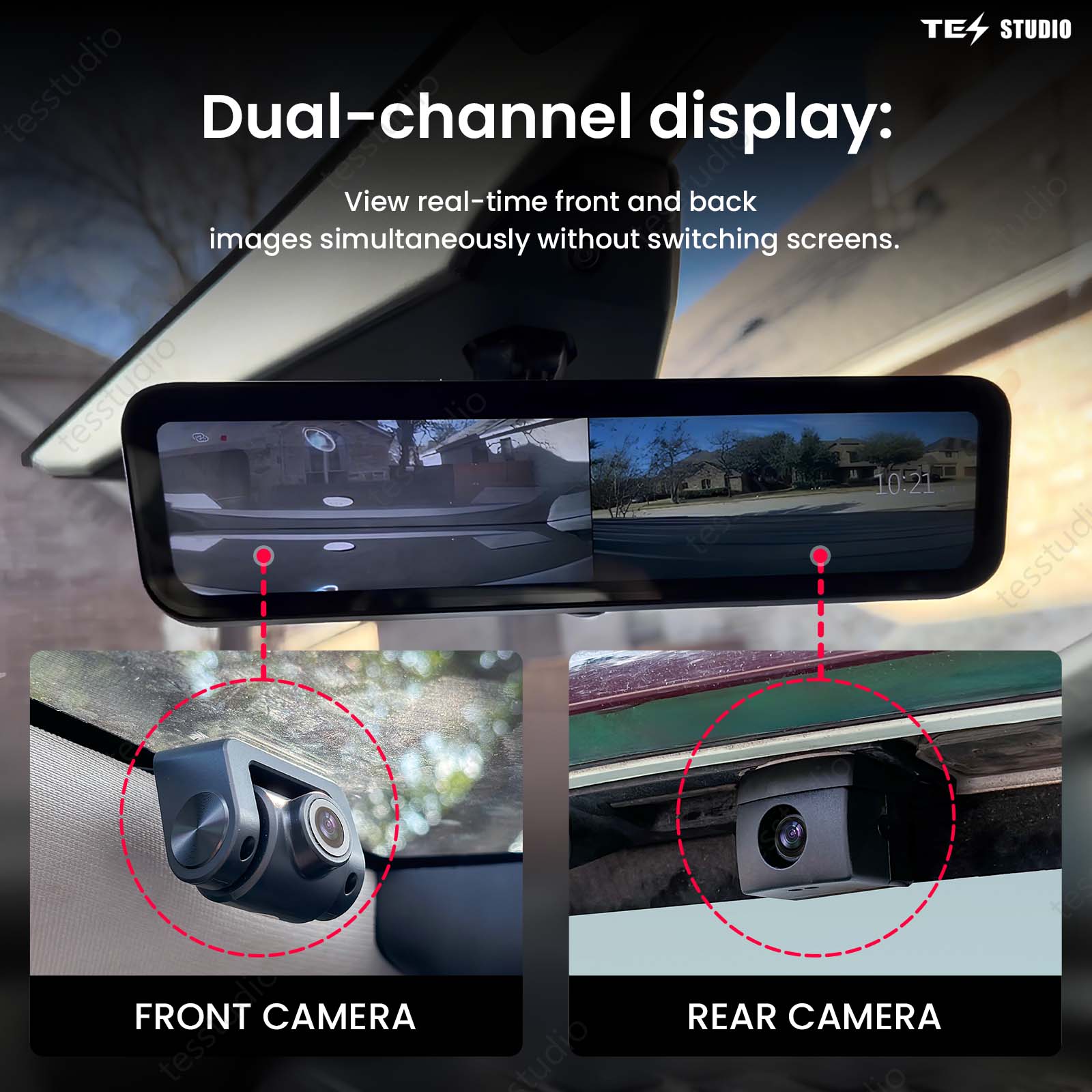 Cybertruck S92 Streaming Rearview Mirror Recorder 1080P HD DVR Dual Way Video Optical  Fiber Transmission Signal Tesstudio?