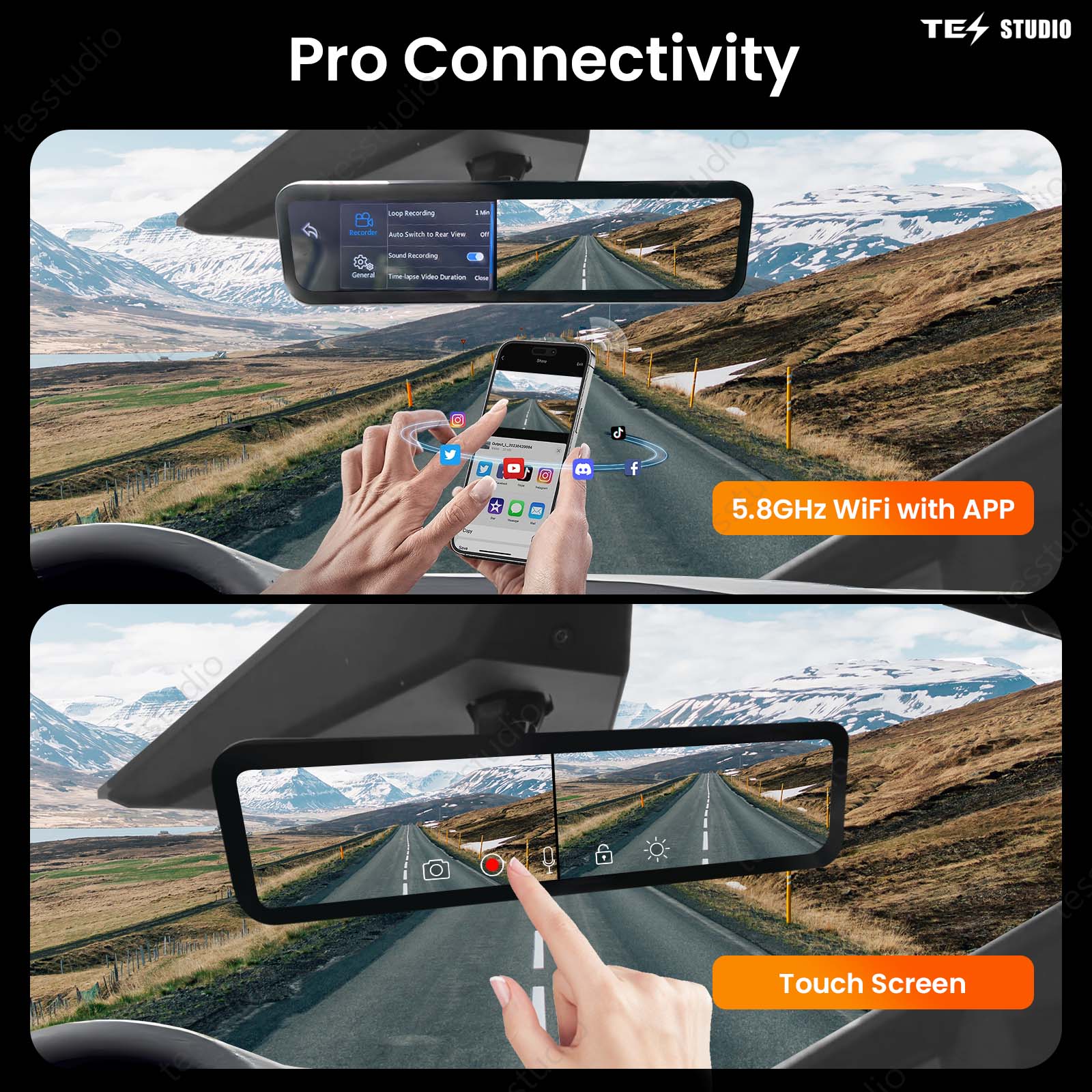 Cybertruck S92 Streaming Rearview Mirror Recorder 1080P HD DVR Dual Way Video Optical  Fiber Transmission Signal Tesstudio?