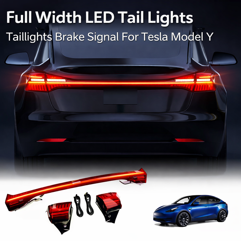 Full Width LED Tail Lights Taillights Brake Signal For Tesla Model Y