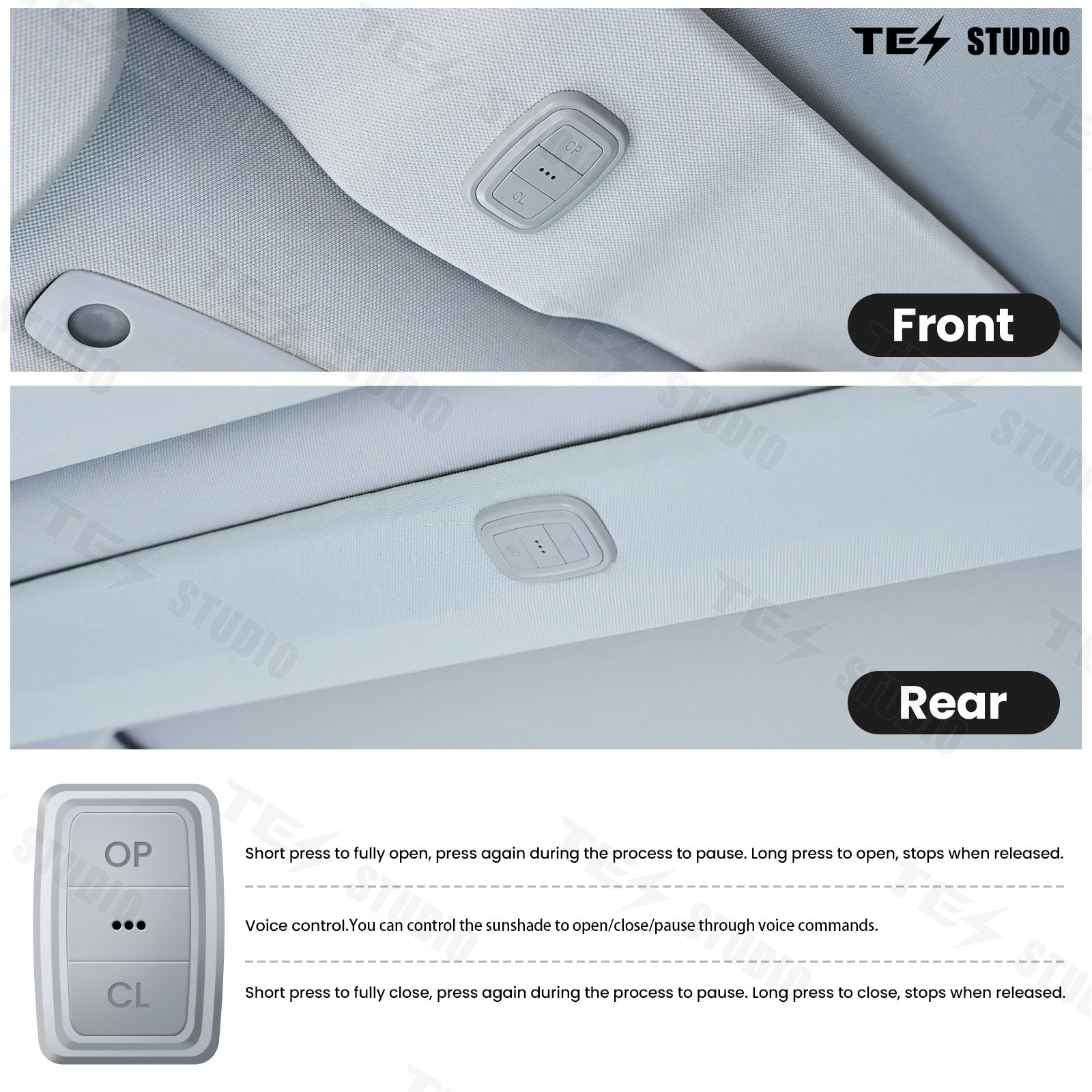 Voice-Controlled Electric Sunshade(Fabric Roll Model B-Dual Switch) For Model 3/Model 3 Highland