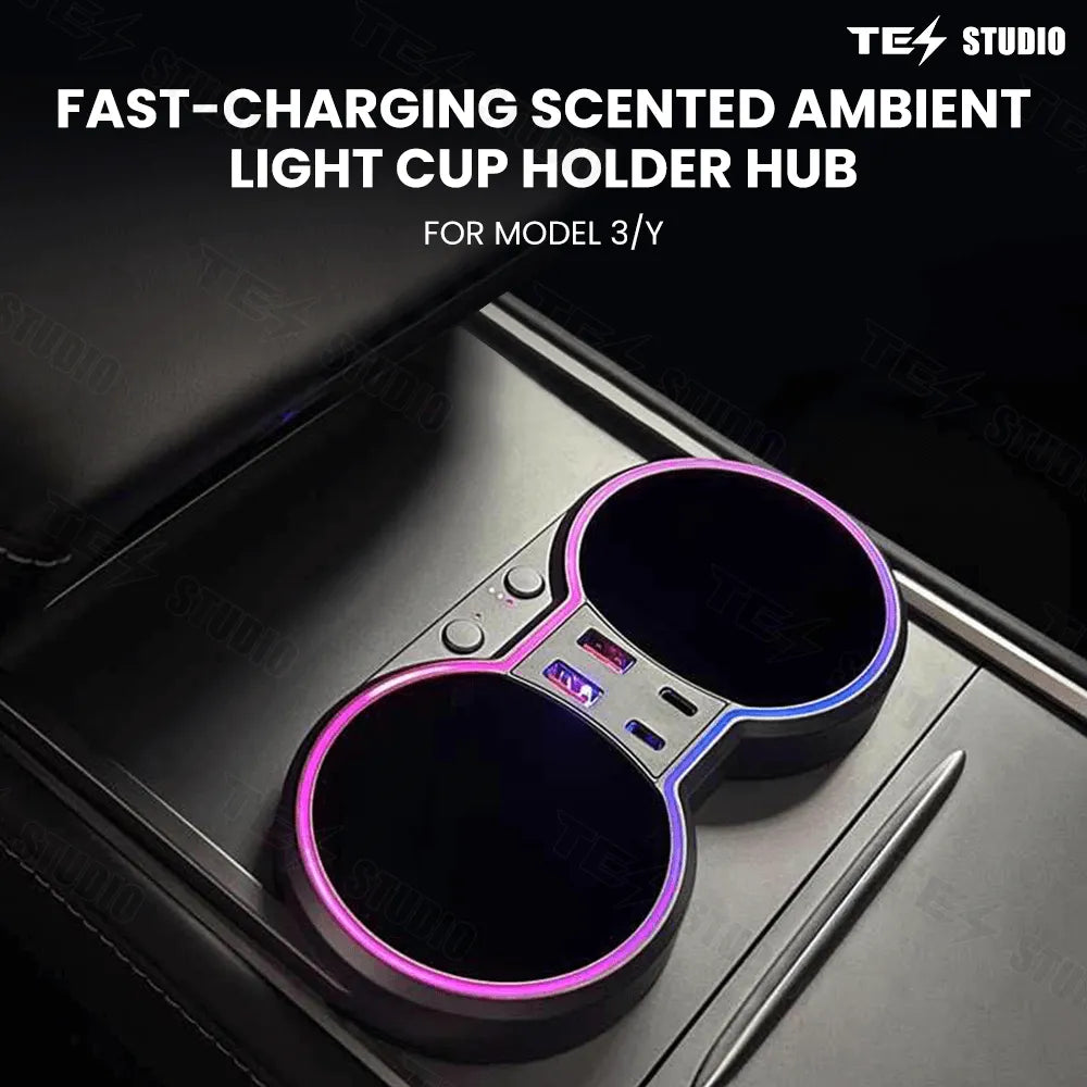 Tesstudio Test Accessories Console Cup Holder Expansion Dock Aromatherapy with Lighting for Model 3/Y£¨21-23£©