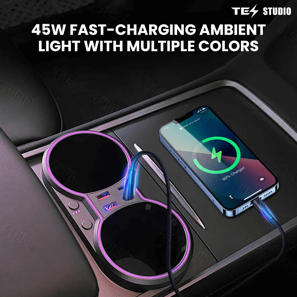 Tesstudio Test Accessories Console Cup Holder Expansion Dock Aromatherapy with Lighting for Model 3/Y£¨21-23£©
