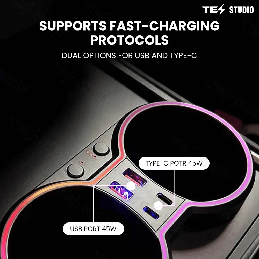 Tesstudio Test Accessories Console Cup Holder Expansion Dock Aromatherapy with Lighting for Model 3/Y£¨21-23£©