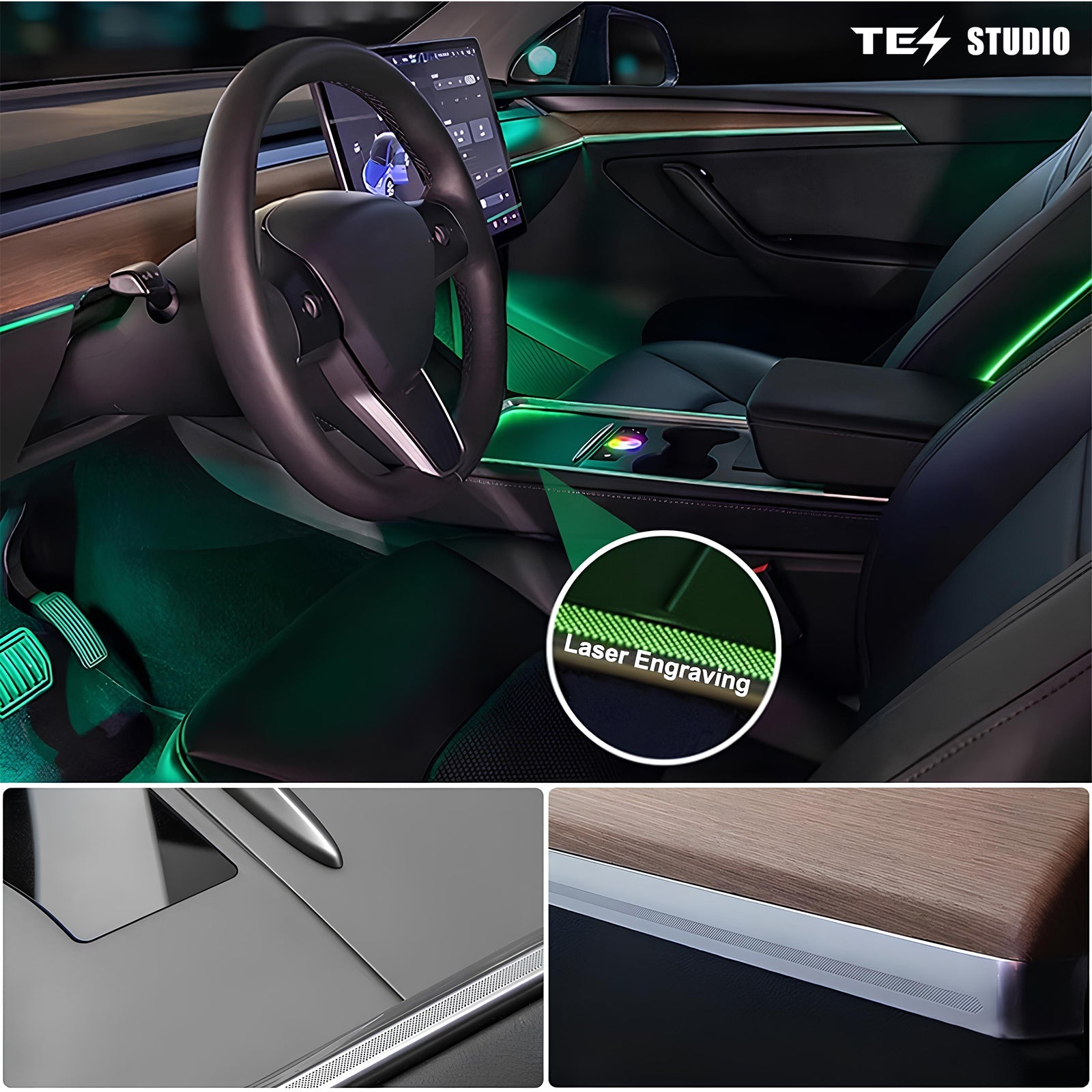 Tesla Model 3/Y Laser Carving Ambient Lighting Upgrade Kit Tesstudio (2021+)