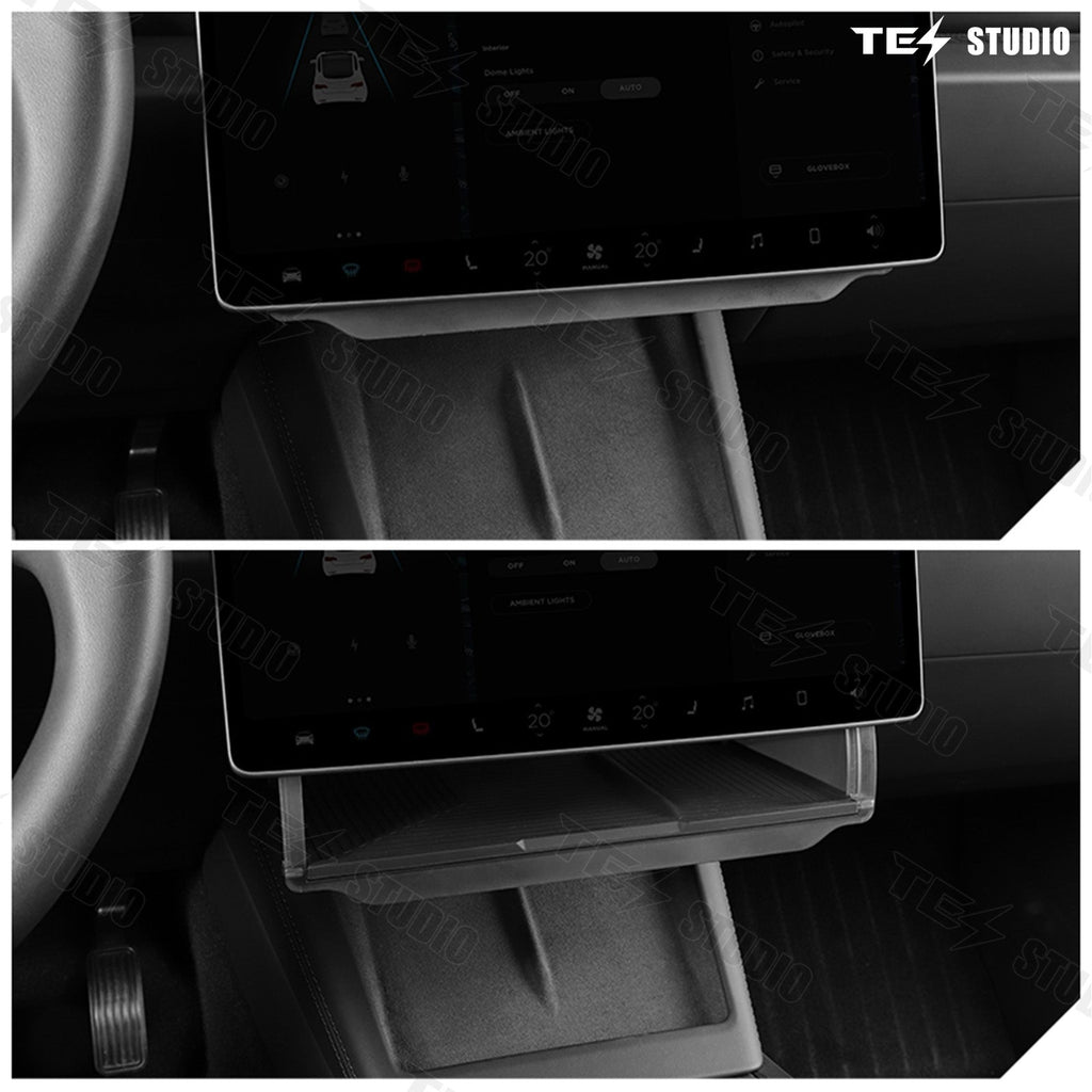 Model 3 Highland Hidden Central Control Screen Lower Storage Box Organizer Behind Screen ETC Storage Box Tesstudio?