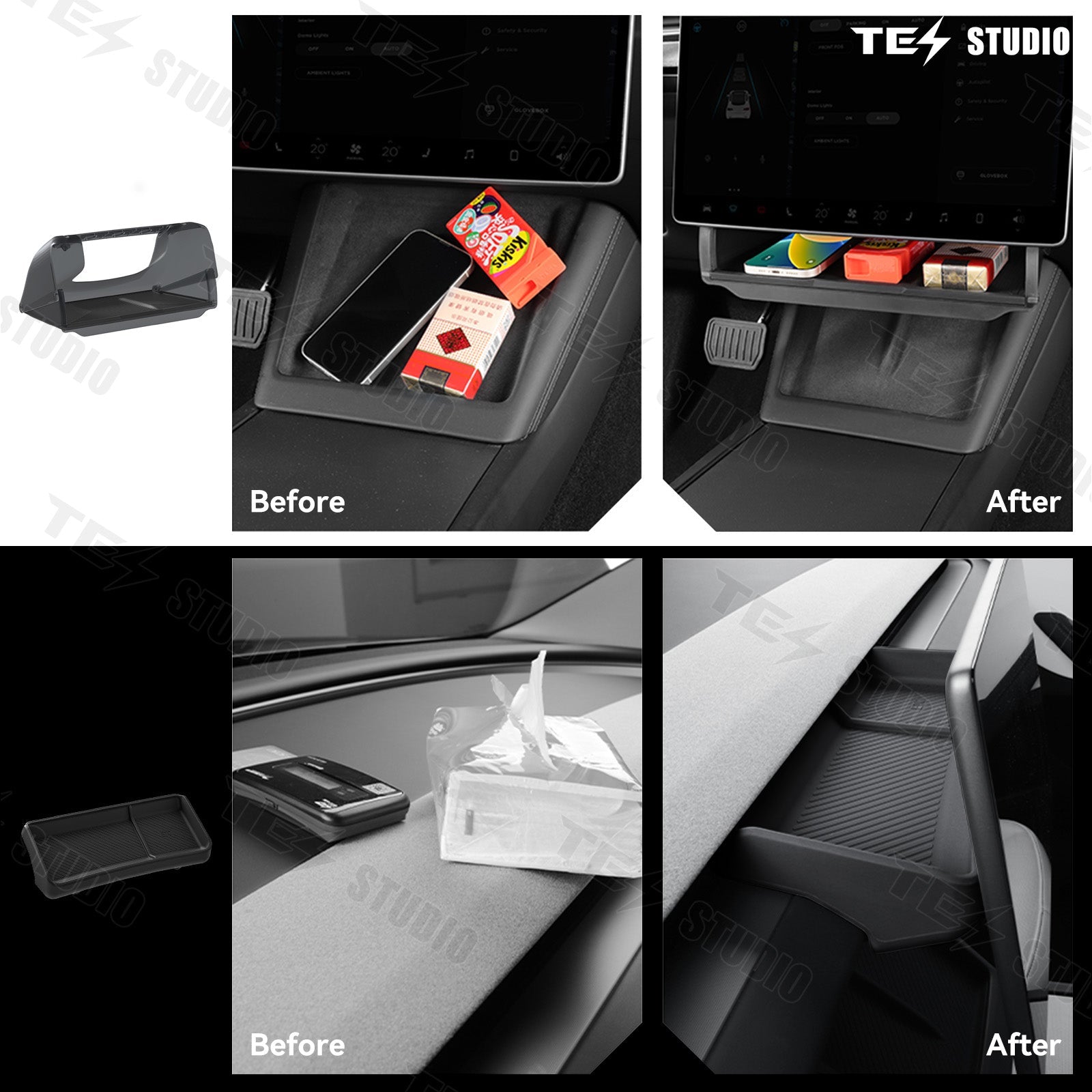 Model 3 Highland Hidden Central Control Screen Lower Storage Box Organizer Behind Screen ETC Storage Box Tesstudio?