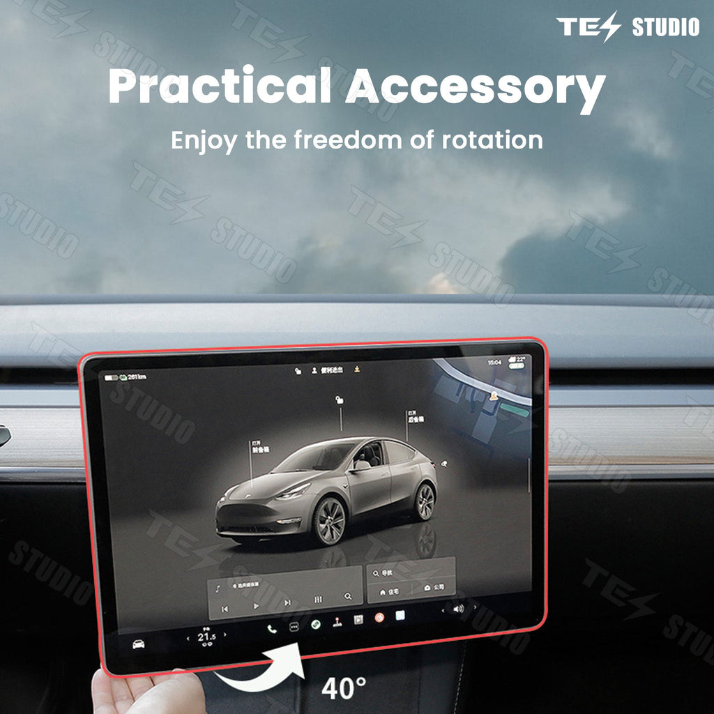 Tesla Model 3/Y/3 Highland Dashboard Swivel Mount Kit Center Screen Rotating Holder Kit Swivel Bracket Tesstudio?