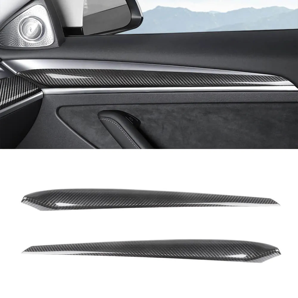Replacement Real Carbon FiberDoor Trim Panel for Model 3/Y(2017-2024)