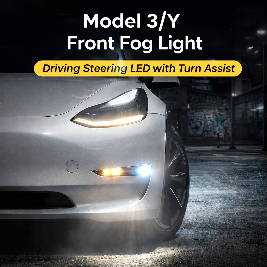 Tesstudio Model 3/Y Front Fog Light Driving Steering LED with Turn Assist