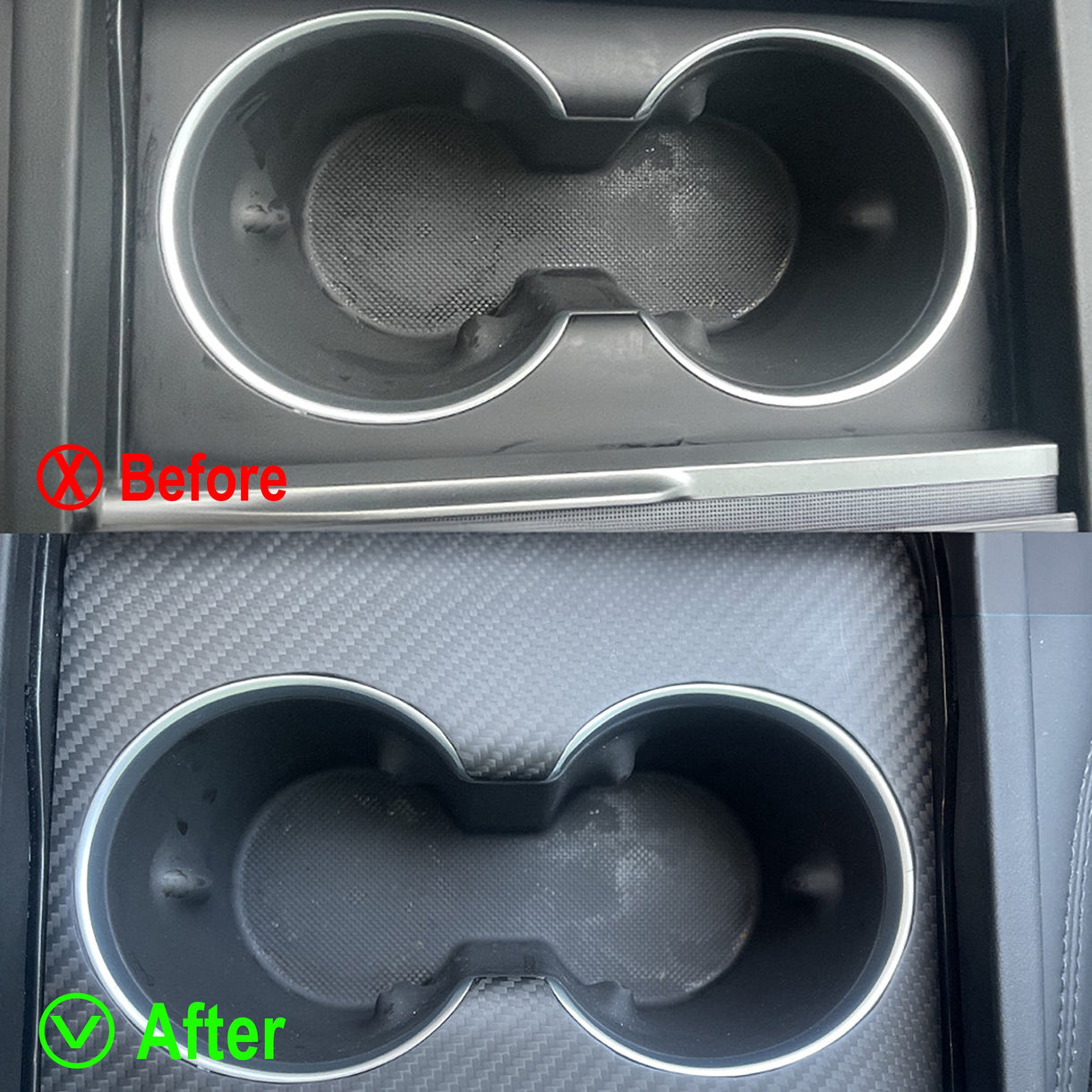 Tesla Model Y Juniper/3 Highland リアルカーボンファイバー製リアカップホルダーカバー