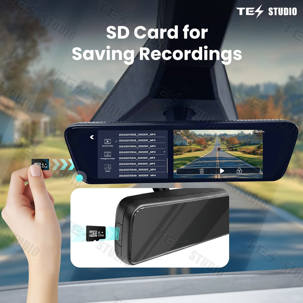 Tesla Cybertruck Streaming Rearview Mirror S8 Front And Rear Dual Recording Digital Interior Accessories Rear View Mirror Dash Cam Tesstudio?