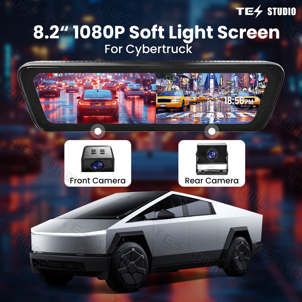 Tesla Cybertruck Streaming Rearview Mirror S8 Front And Rear Dual Recording Digital Interior Accessories Rear View Mirror Dash Cam Tesstudio?
