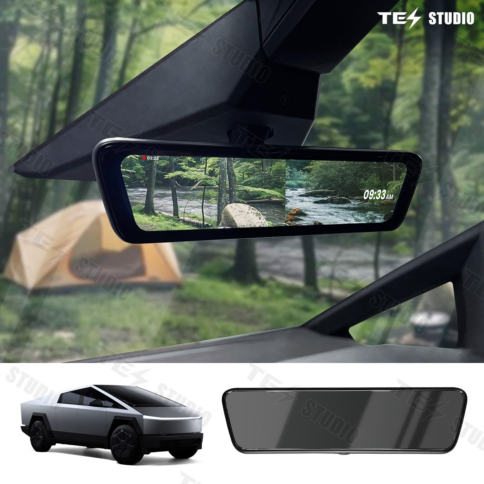 Tesla Cybertruck Streaming Rearview Mirror S8 Front And Rear Dual Recording Digital Interior Accessories Rear View Mirror Dash Cam Tesstudio?
