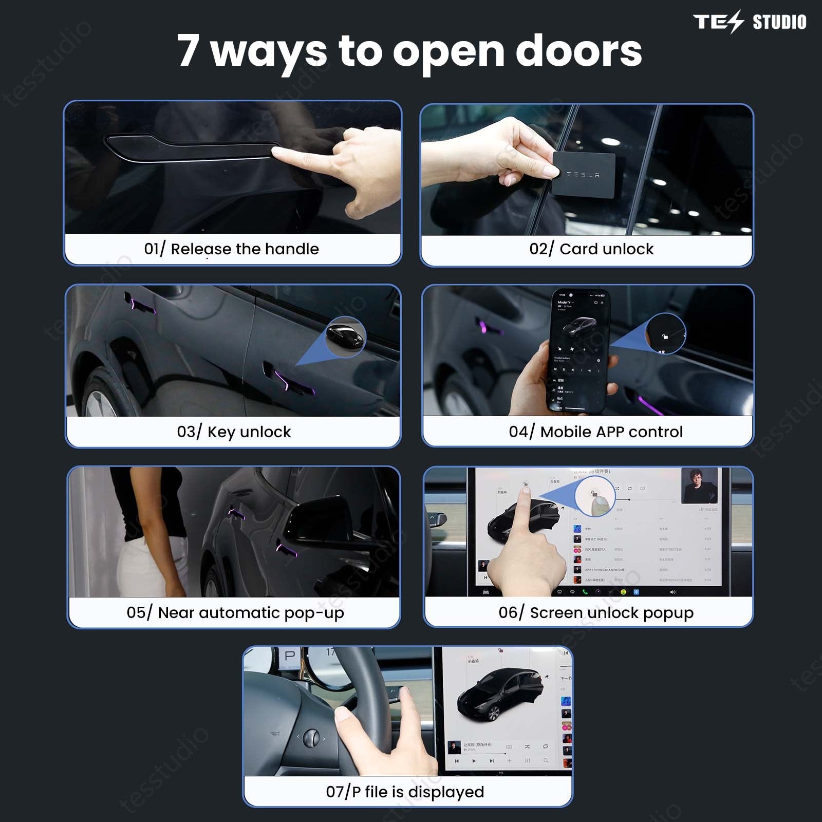 2026 Electric Auto Present Door Handles With Colorful LED For Tesla Model 3 / Y /Y Standard 4PCS