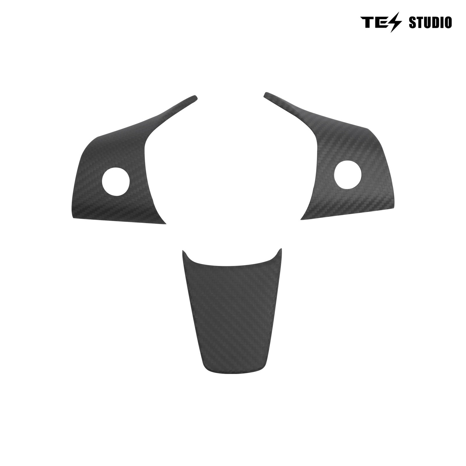 Real Carbon Fiber Steering Wheel Decal Model 3/Y Steering Wheel Trim(3Pcs) For Tesla Model 3/Y