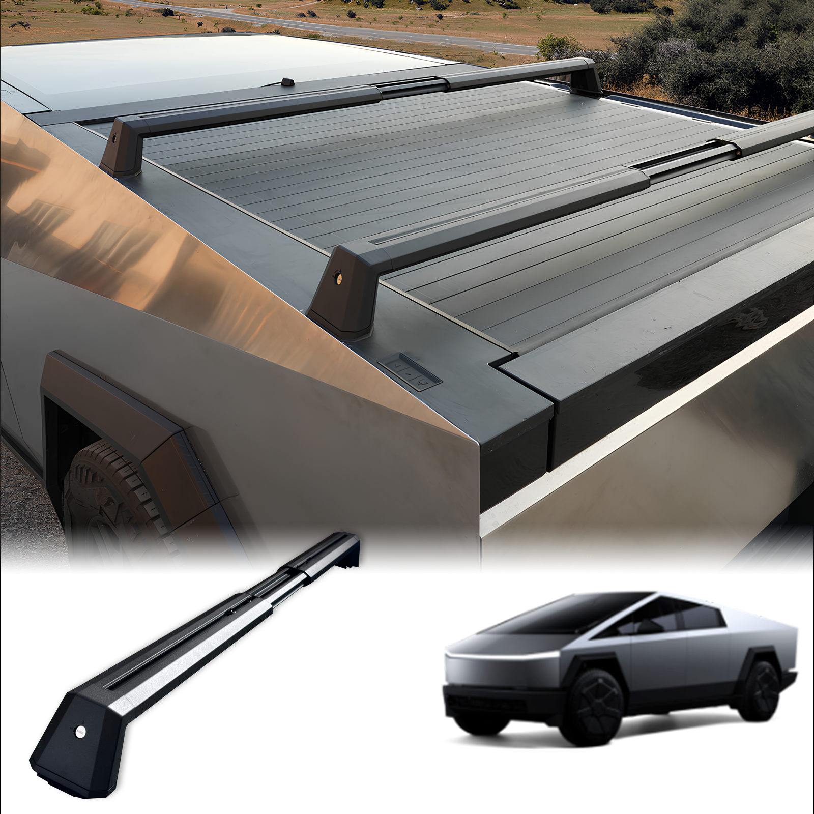 Tesla Cybertruck Crossbars Roof Rack Cargo Rack Rails Cybertruck Cargo Carriers Cybertruck Crossbars OEM Tesstudio?