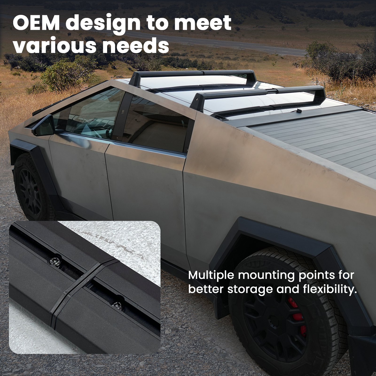 Tesla Cybertruck Crossbars Roof Rack Cargo Rack Rails Cybertruck Cargo Carriers Cybertruck Crossbars OEM Tesstudio?