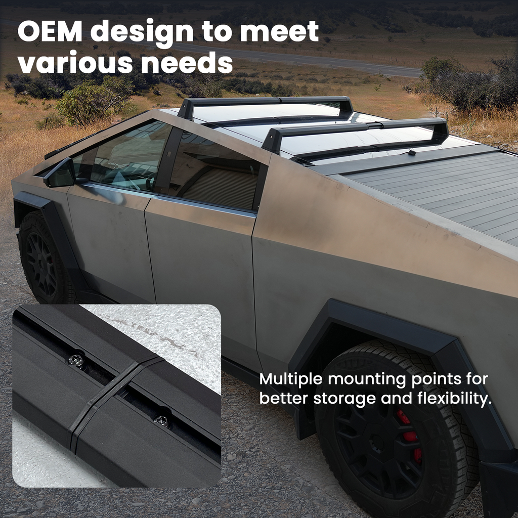 Tesla Cybertruck Crossbars Roof Rack Cargo Rack Rails Cybertruck Cargo Carriers Cybertruck Crossbars OEM Tesstudio?