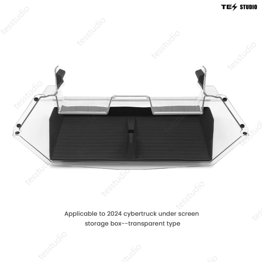 Tesla Cybertruck Interior Accessories Hideable Under Screen Storage Box with Center Console Organizer Tray Tesstudio?