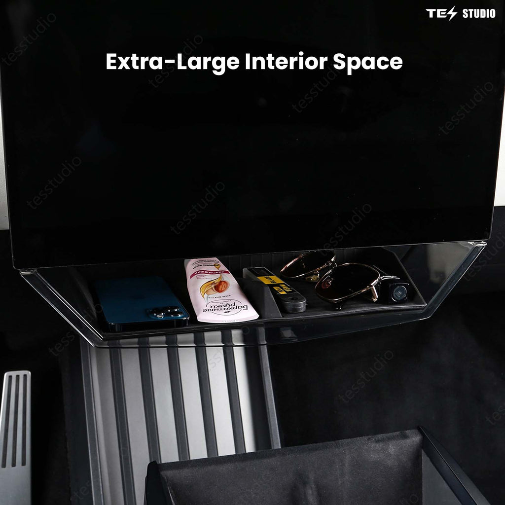 Tesla Cybertruck Interior Accessories Hideable Under Screen Storage Box with Center Console Organizer Tray Tesstudio?