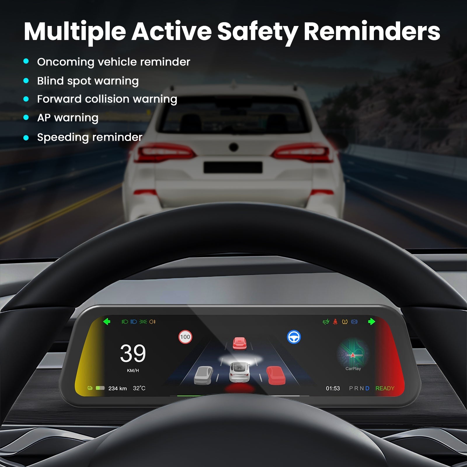 Tesla Model 3/Y F96C CarPlay Screen Dashboard Touchscreen Display Model Y Instrument Cluster Tesstudio?