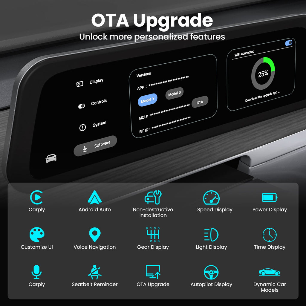 Tesla Model 3/Y F96C CarPlay Screen Dashboard Touchscreen Display Model Y Instrument Cluster Tesstudio?