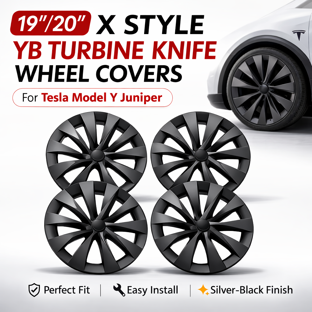Tesla Model Y Juniper Wheel Covers 19 inch/20 inch YB Turbine Knife X Style Hubcaps (4PCS)