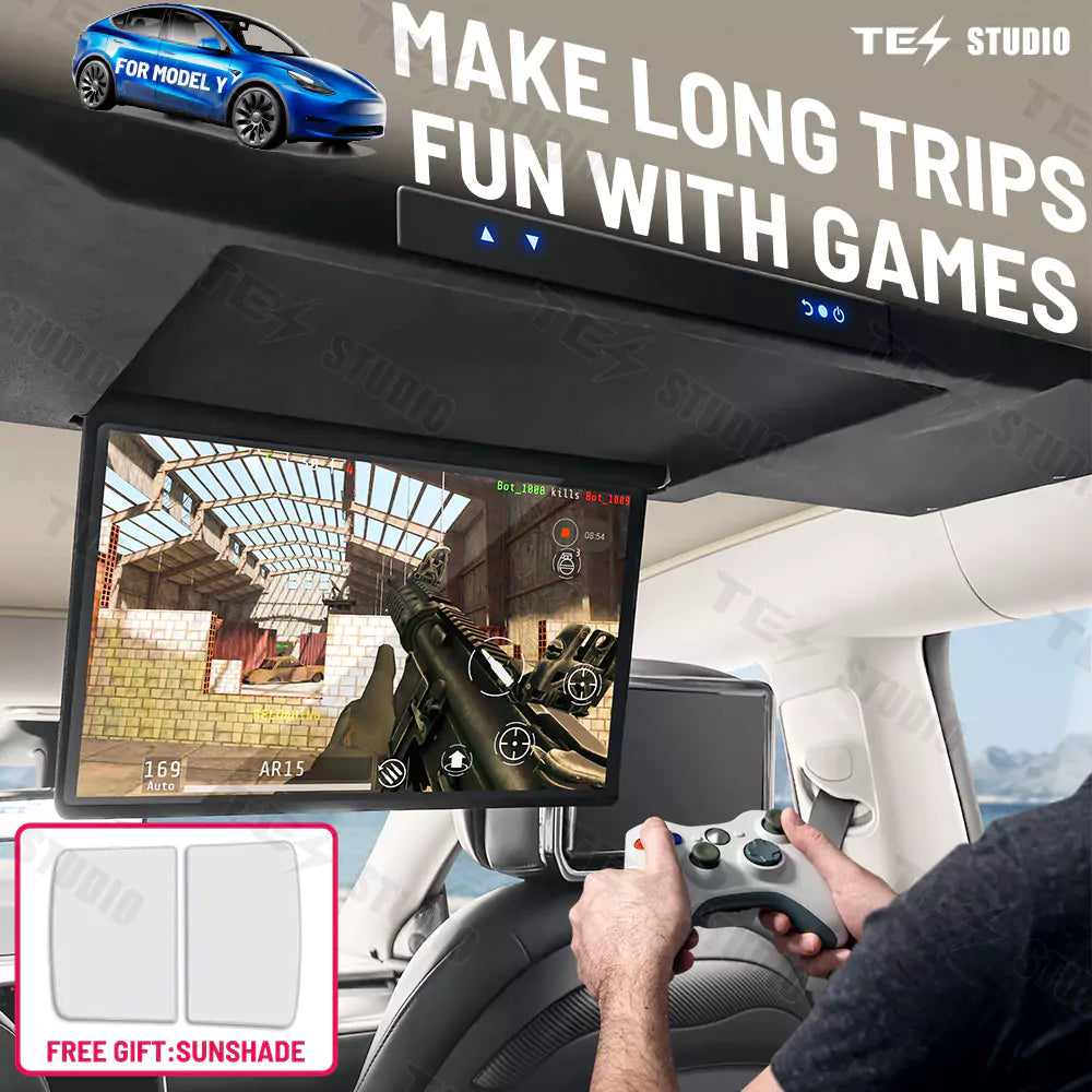 Tesstudio 18.5-Inch Car Roof Mounted TV With Wi-Fi For Model Y/Y Juniper