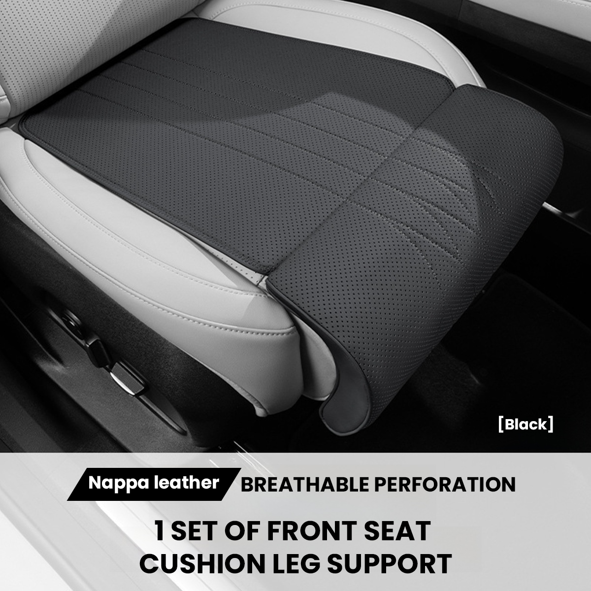 Tesstudio 2026 Premium Nappa Leather Front Seat Leg Support Cushion For Model 3/3 Highland /Y/ Y Juniper Black£¨1 Pcs£©