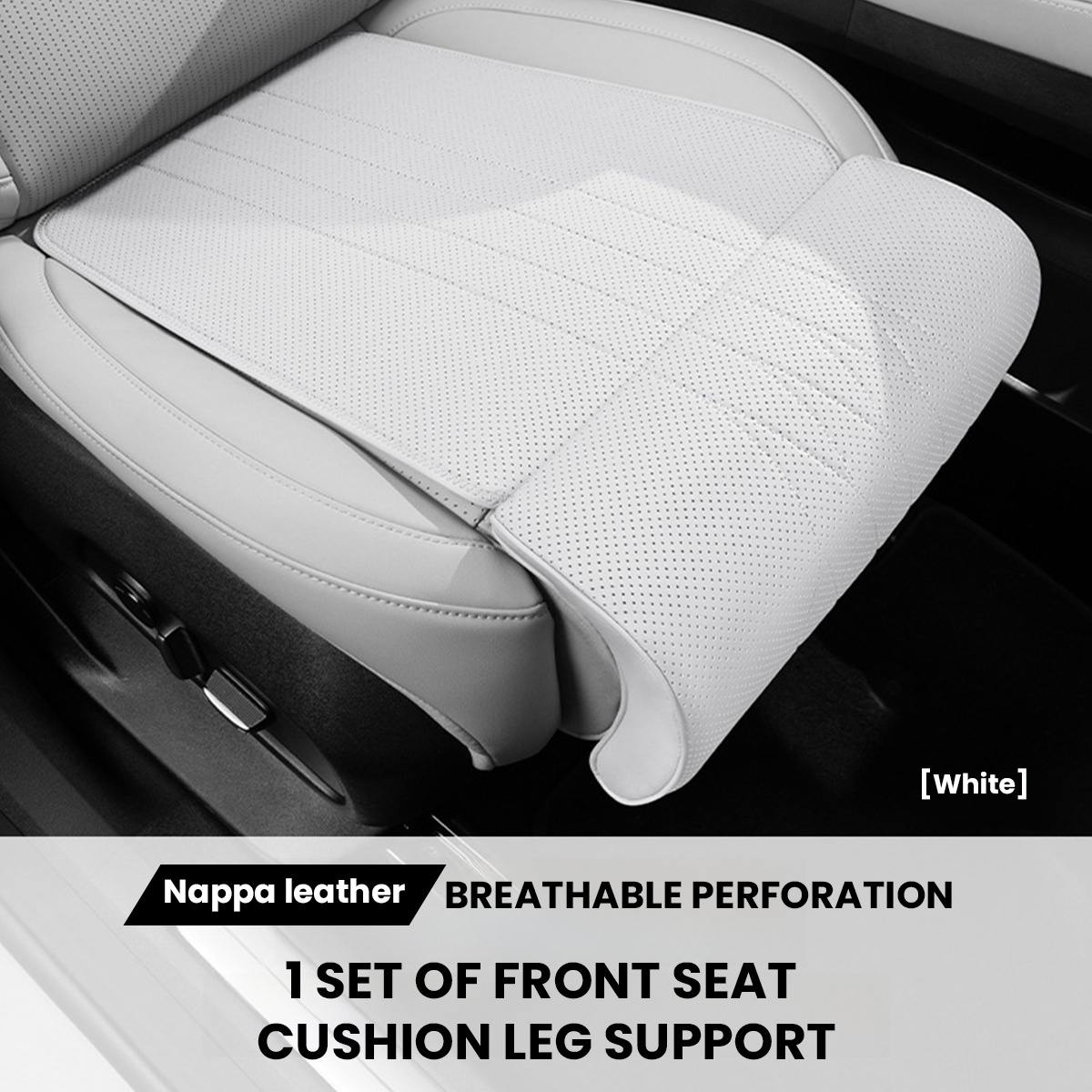 Tesstudio 2026 Premium Nappa Leather Front Seat Leg Support Cushion For Model 3/3 Highland /Y/ Y Juniper White£¨1 Pcs£©