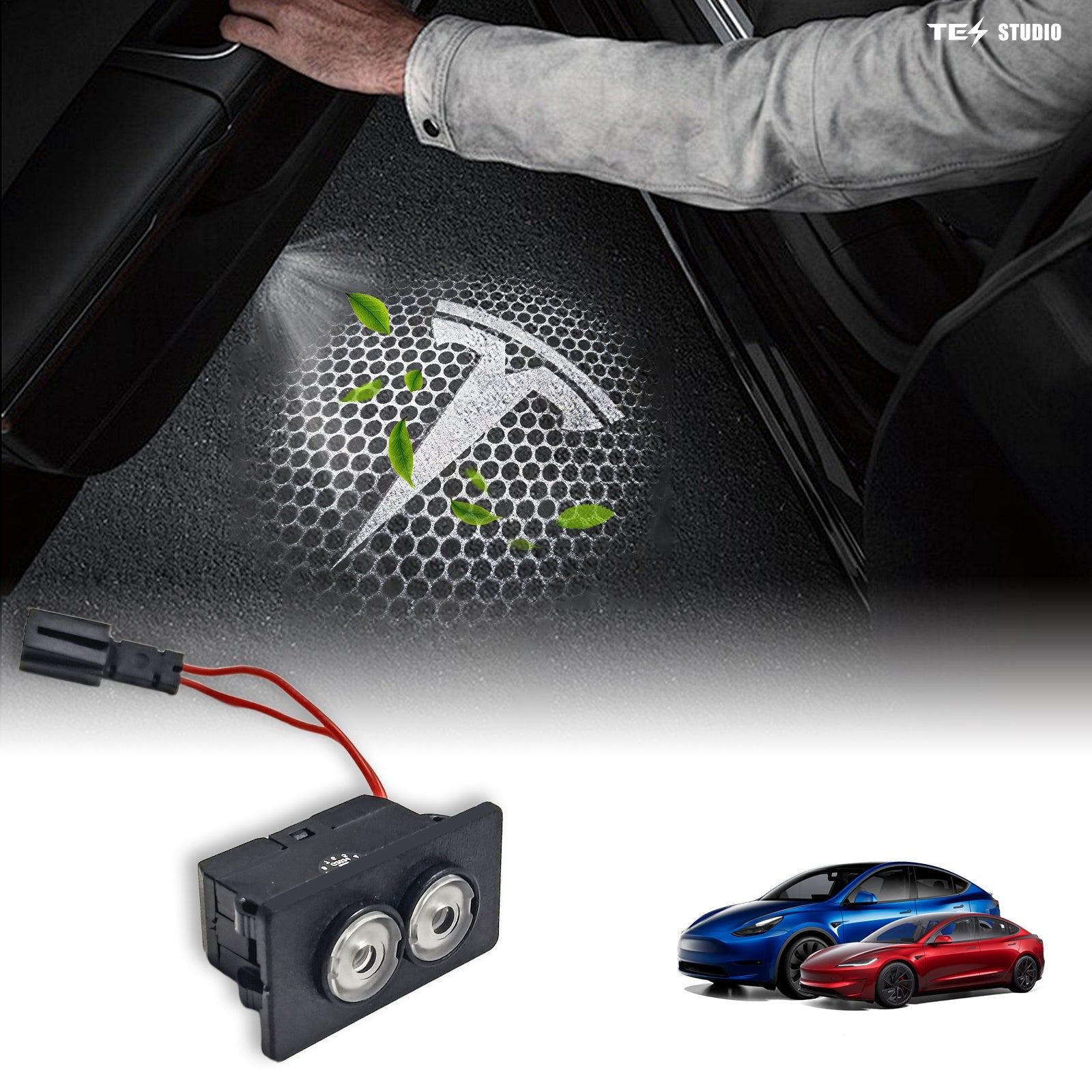 Tesstudio 3D Dynamic Projection Lights For Tesla Model Y Juniper Model 3/Y/S/X Welcome Lights Puddle Lights
