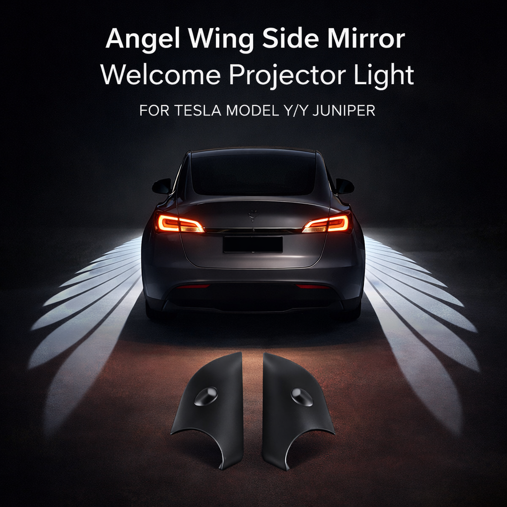 Tesstudio Angel Wing Side Mirror Welcome Projector Light for Tesla Model Y & Y Juniper