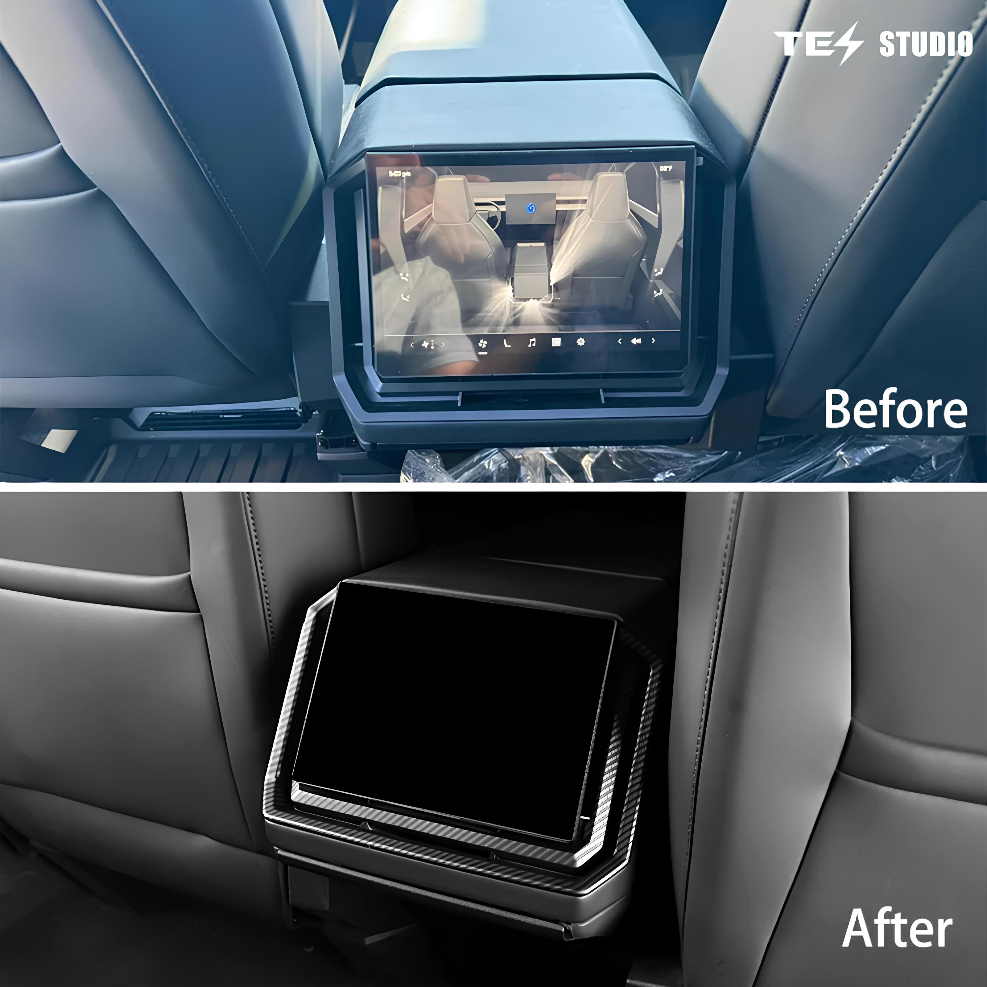 Tesstudio Carbon Fiber Rear Screen Frame & Air Vent Protective Cover for Tesla Cybertruck