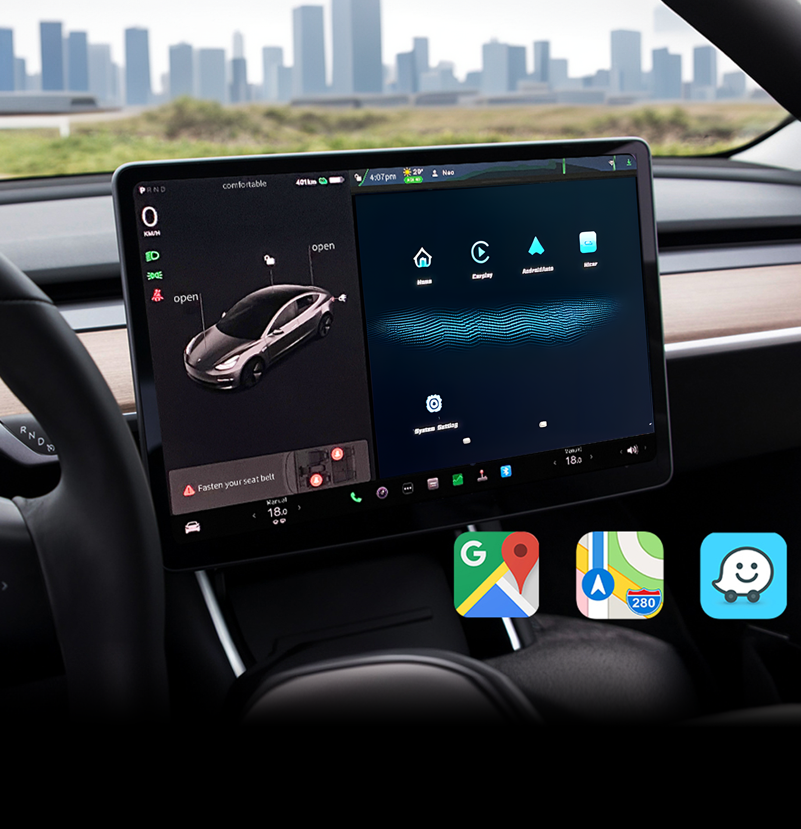 Tesstudio Center Control Screen CarPlay Auto Decode Module for Tesla Model 3/3 Highland Model Y / Y Juniper