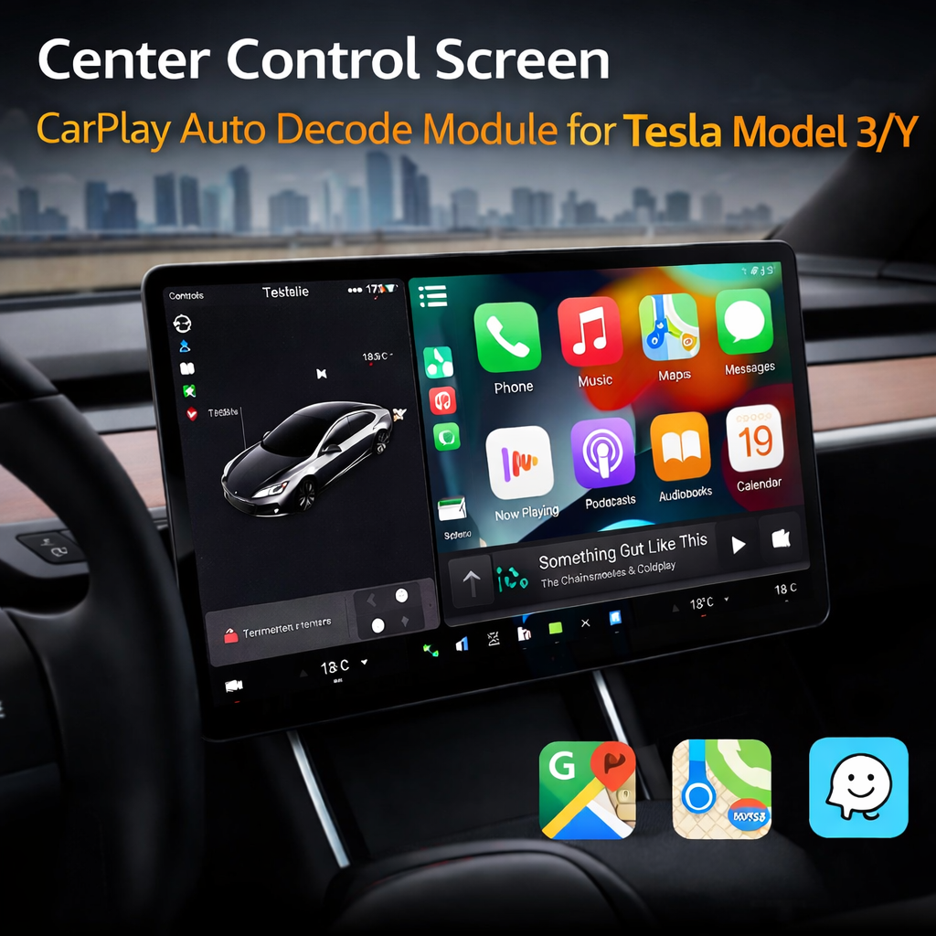 Tesstudio Center Control Screen CarPlay Auto Decode Module for Tesla Model 3/3 Highland Model Y / Y Juniper