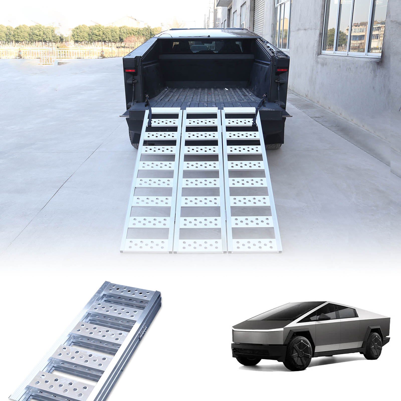 Tesstudio Cybertruck Loading Ramps Aluminum Portable Tri-Fold Loading Ramp For Tesla