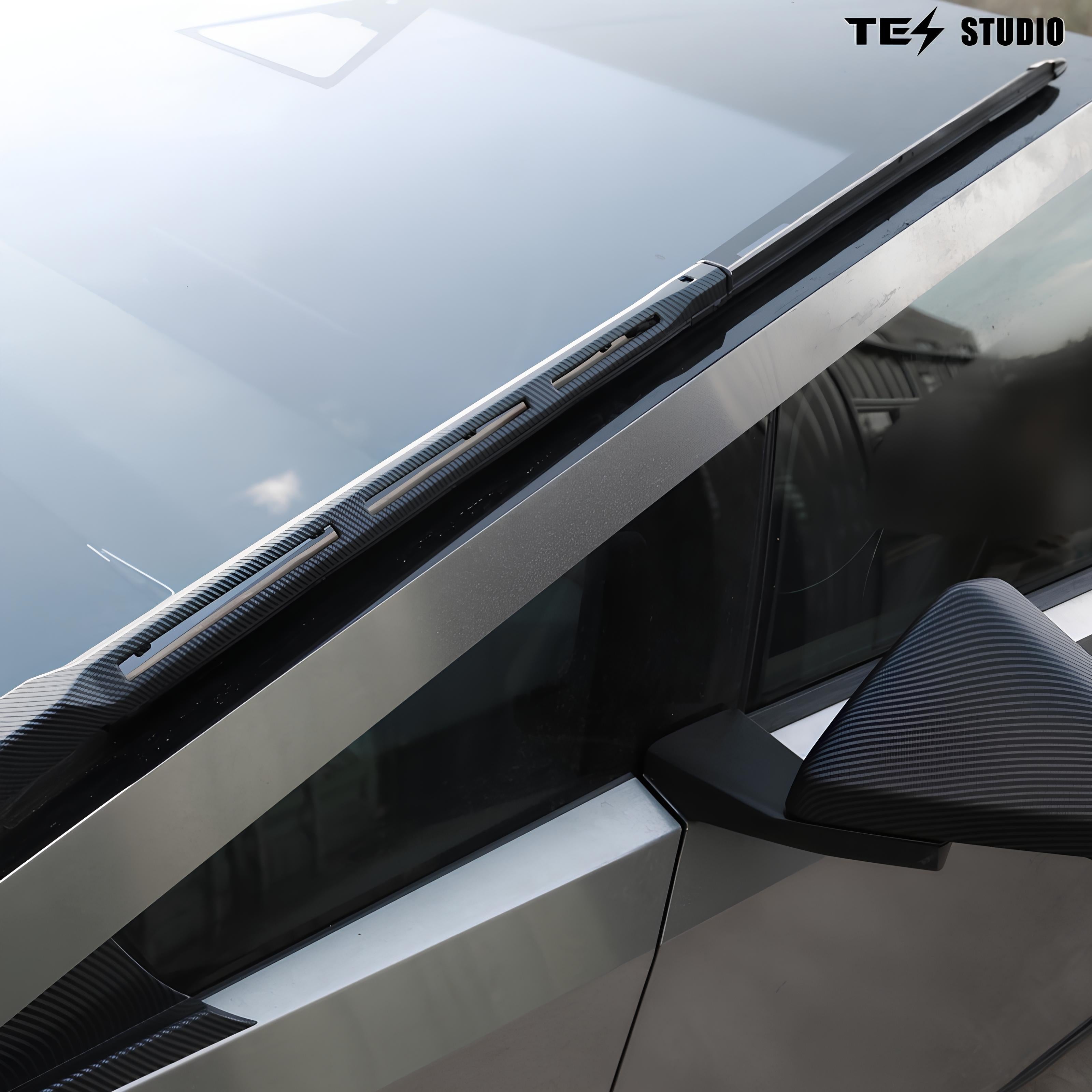 Tesstudio Cybertruck Windshield Wiper Blade Covers (Carbon Fiber Pattern ABS) For Tesla