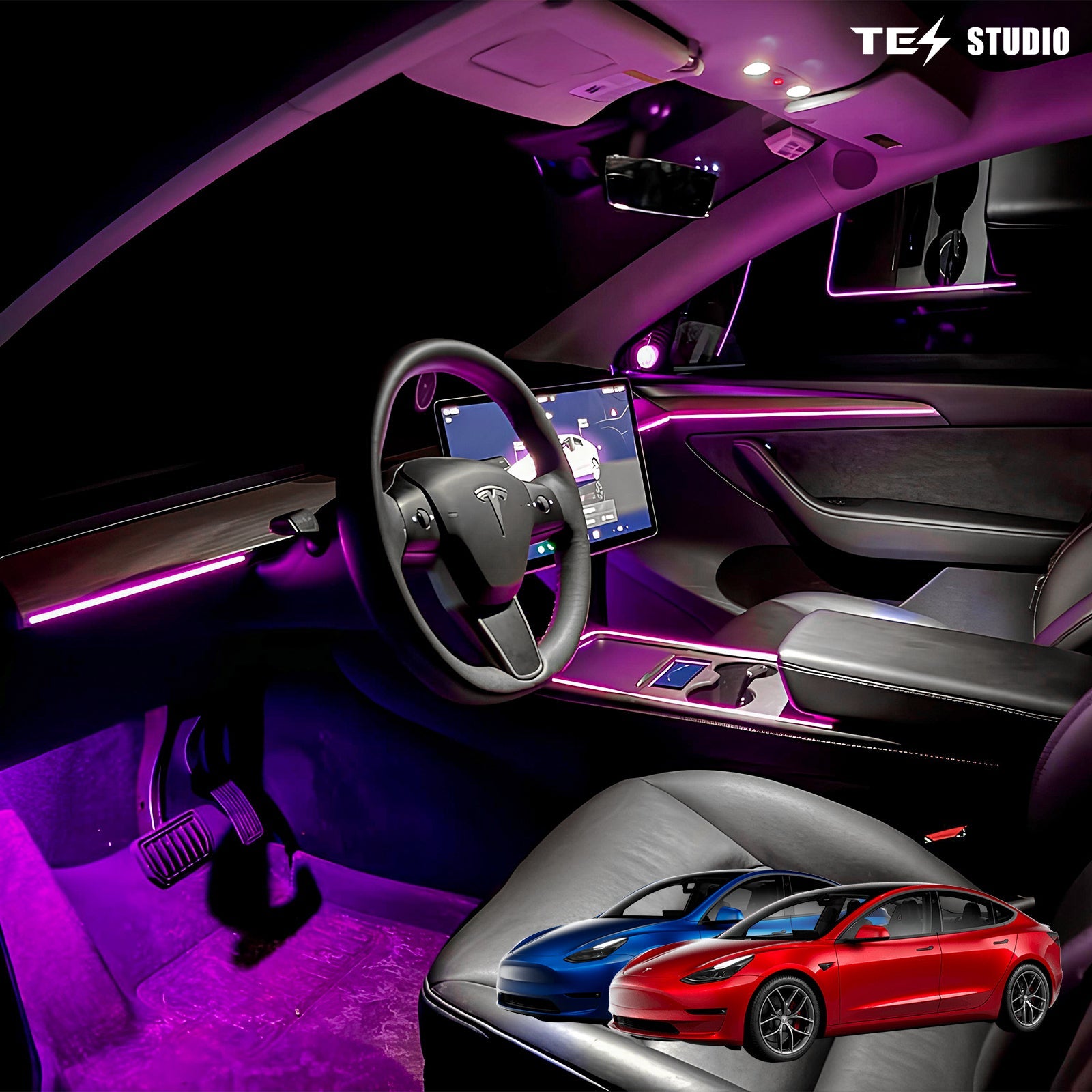 Tesstudio Laser Carving Ambient Lighting Upgrade Kit For Tesla Model 3/Y