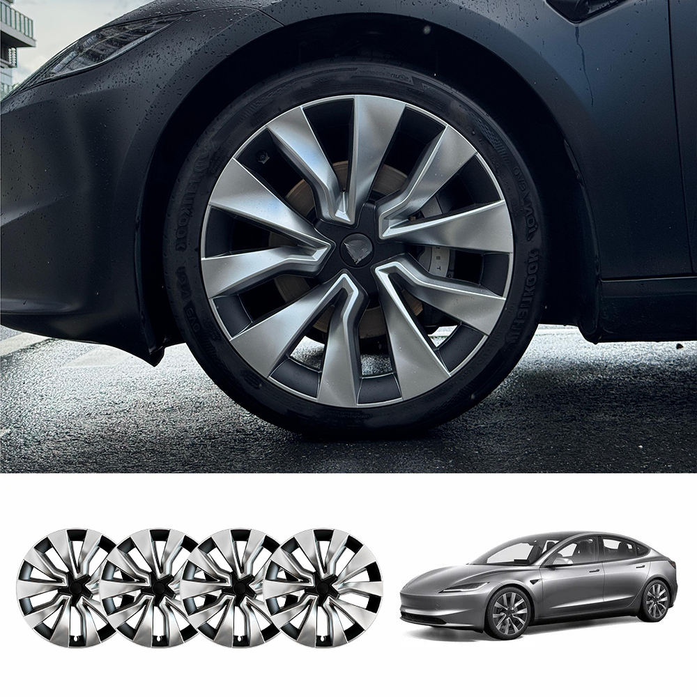 Tesstudio Model 3 Highland (2023.08+) 19¡¯¡¯ X-Style Wheel Covers¨CAerodynamic,Protective Stylish Upgrade, Silver 