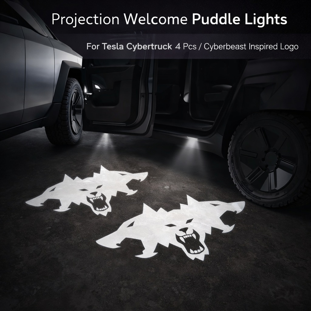 Tesstudio Projection Welcome Puddle Lights for Tesla Cybertruck ¨C Cyberbeast Logo (4PCS)