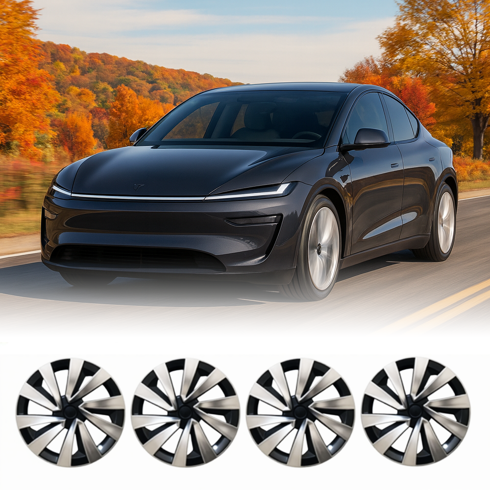 Tesstudio Style 19 inch YB Turbine Wheel Covers Tesla Black Hub Caps for Tesla Model Y Juniper