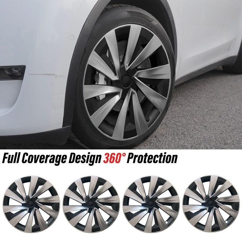 Tesstudio Style 19 inch YB Turbine Wheel Covers Tesla Black Hub Caps for Tesla Model Y Juniper