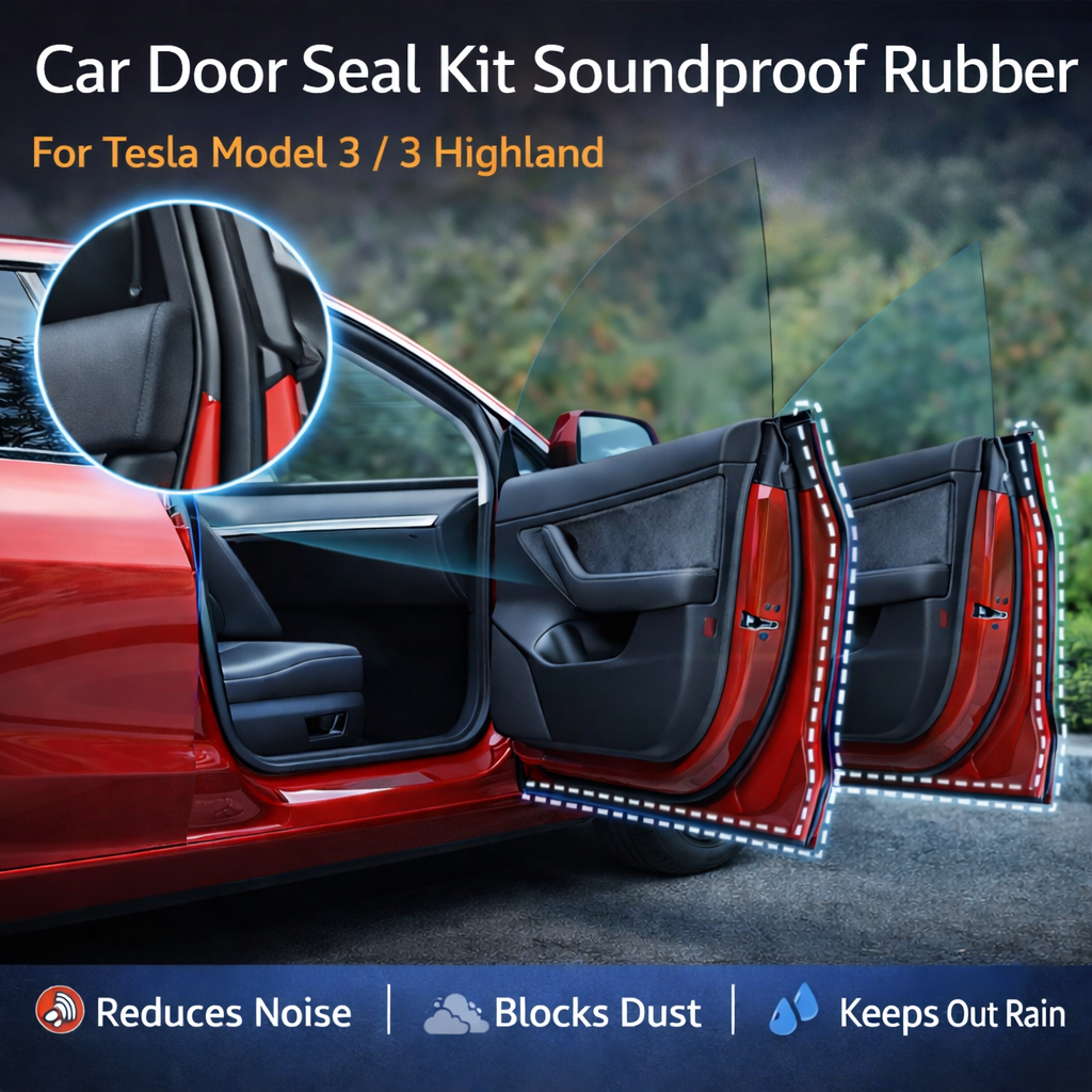 Tesstudio Tesla Model 3 & 3 Highland Door Seal Kit Soundproof Rubber
