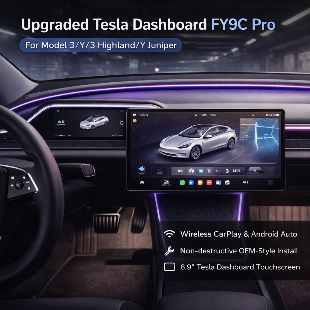 Tesstudio Upgraded Tesla Dashboard FY9C Pro for model 3/Y/3 highland/YJuniper