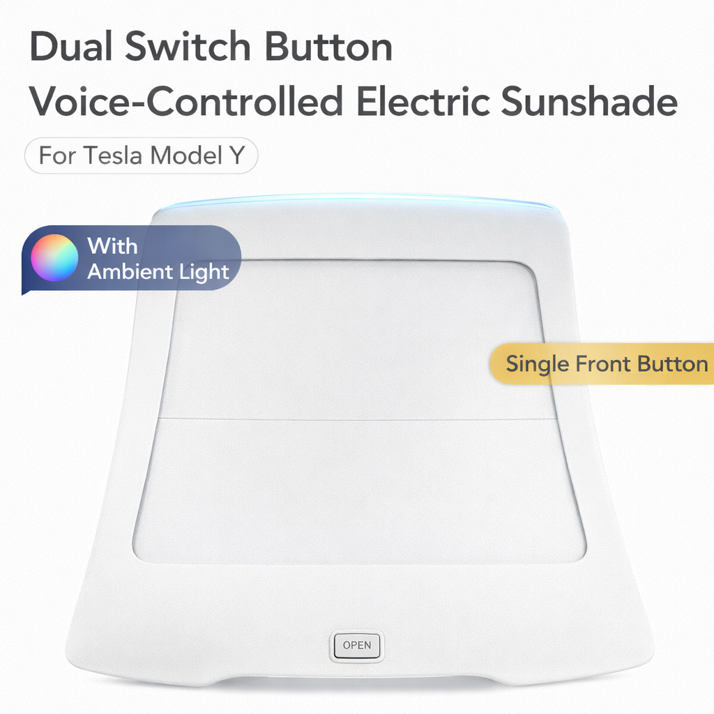 Tesstudio Dual Switch Button Voice-Controlled Electric Sunshade for Tesla Model Y 