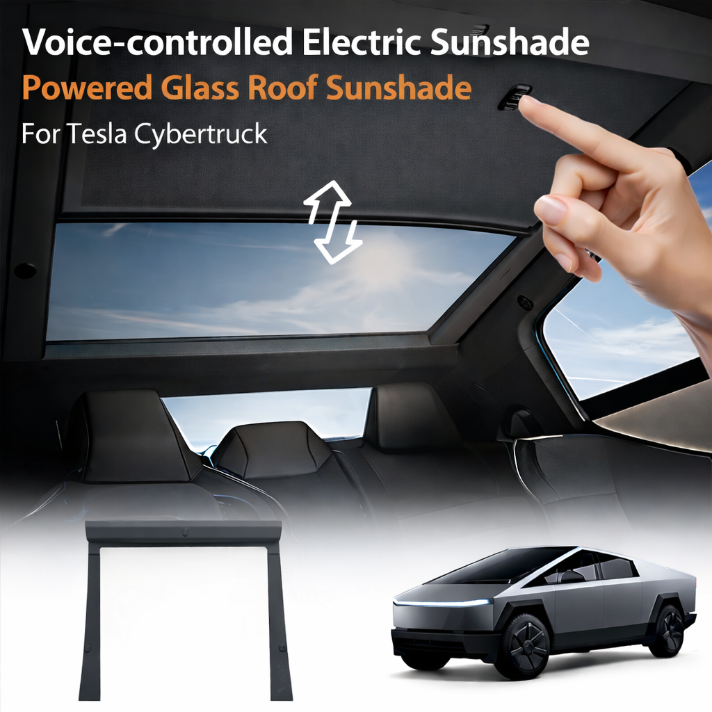 Tesstudio Voice-controlled Electric Sunshade for Tesla Cybertruck ¨C Powered Glass Roof Sunshade