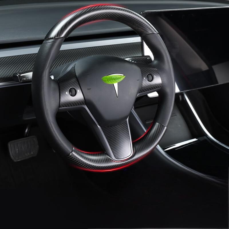 [Real Carbon Fiber ]Steering Wheel Covers Upper & Lower Parts (2pcs) For Tesla Model 3/3 Highland / Y / Y Juniper