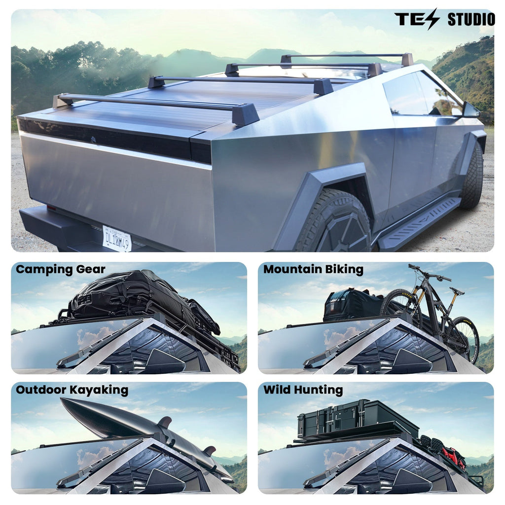 Tesla Cybertruck Accessories Crossbar Roof Rack Rooftop Off-Road Cross Bar Cargo Rack Rails Carrier Tesstudio? 