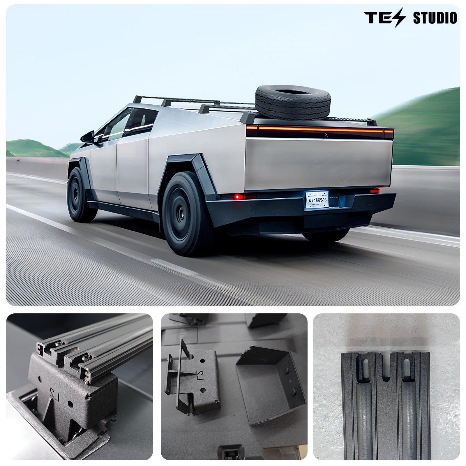 Tesla Cybertruck Accessories Crossbar Roof Rack Rooftop Off-Road Cross Bar Cargo Rack Rails Carrier Tesstudio? 
